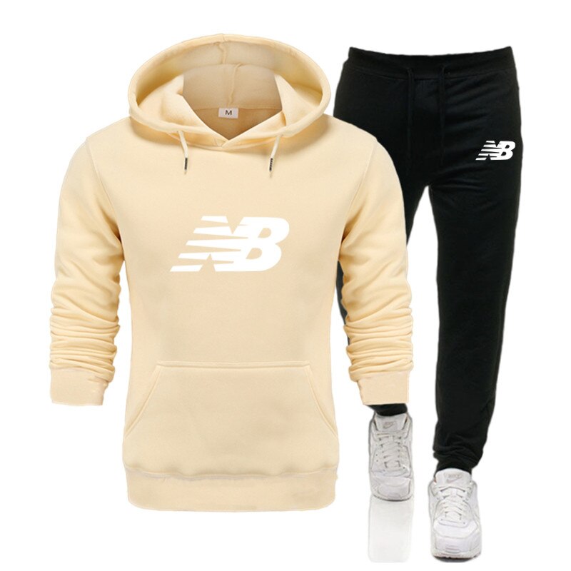 New Men Hoodies Suit Tracksuit Sweatshirt Suit Fleece Hoodie+Sweat pants Jogging