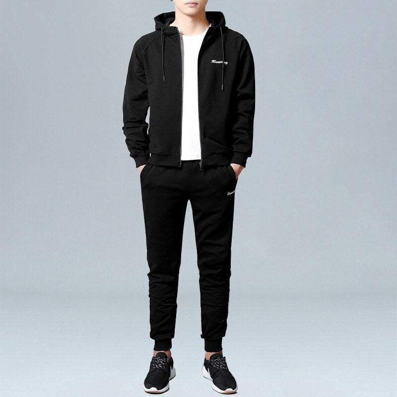 Sets Tracksuit Men Autumn Winter Hooded Sweatshirt Drawstring Outfit Sportswear 2020 Male Suit Pullover 4 Piece Set Casual