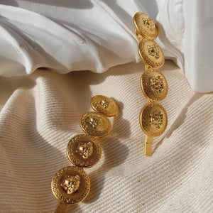 New Fashion Medusa Portrait Punk Golden Coin Hair Clips for Women Wholesale Hair Accessories Elegant Hairpins Barrettes Tiara
