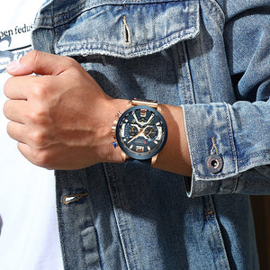 CURREN décontracté Sport montres pour hommes bleu Top marque de luxe militaire en cuir chronographe montre-bracelet homme horloge mode 8329