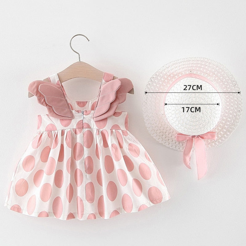 Melario Baby Girls Dresses With Hat 2pcs Clothes Sets Kids Clothes Baby Sleeveless Birthday Party Princess Dress Print Floral