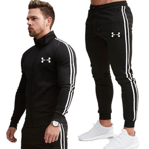 Men's casual sports stand-up collar clothes long-sleeved jacket stitching 2020 track suit new autumn men's sweater + pants suit