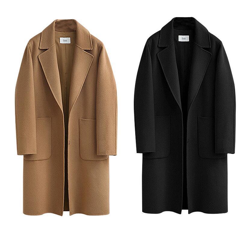 2020 Winter Coats Women Suit Collar Buttons Pockets Thick Woolen Coats Casual Loose Solid Long Sleeve Keep Warm Outwears Female