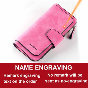 2020 Women Wallets Name Engrave Fashion Long Leather Top Quality Card Holder Classic Female Purse Zipper Wallet For Women