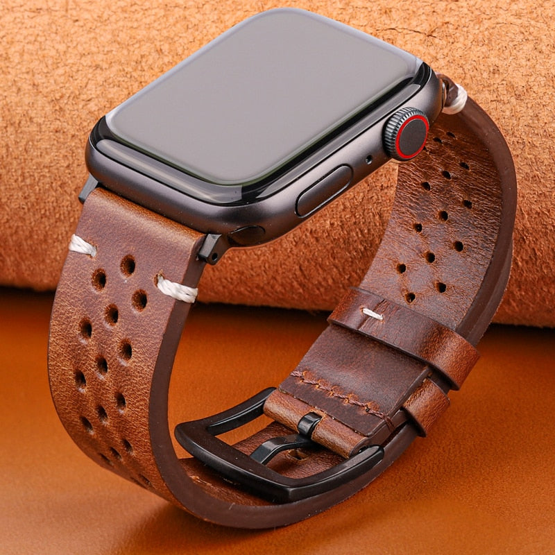 Genuine Leather Strap For Apple Watch Band Serie 7 6 5 4 Se Bracelet 44mm 45mm 40mm 41mm 42mm 38mm Women Men Iwatch Watchband