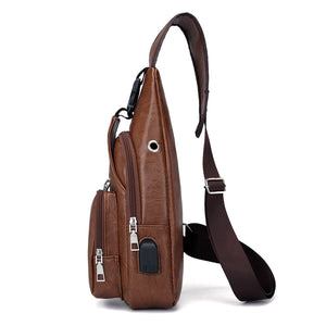 Travel Men&#39;s Crossbody Bags USB Chest Bag Designer Messenger Bag Leather Shoulder Bags Diagonal Package New Back Pack