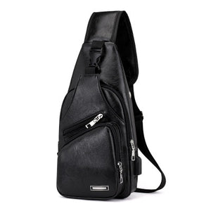 Travel Men&#39;s Crossbody Bags USB Chest Bag Designer Messenger Bag Leather Shoulder Bags Diagonal Package New Back Pack