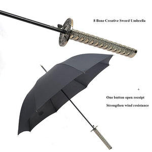 Men&#39;s Cartoon Long Handle Umbrella, Fiber, Eye And Rain, Creative Personality, Samurai Sword Umbrella, Male