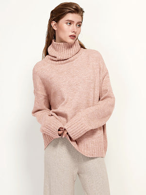 Aachoae Autumn Winter Women Knitted Turtleneck Wool Sweaters 2022 Casual Basic Pullover Jumper Batwing Long Sleeve Loose Tops