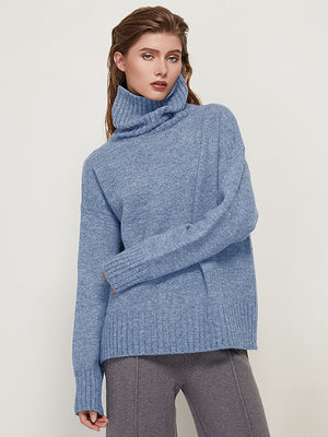 Aachoae Autumn Winter Women Knitted Turtleneck Wool Sweaters 2022 Casual Basic Pullover Jumper Batwing Long Sleeve Loose Tops