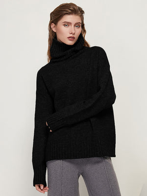 Aachoae Autumn Winter Women Knitted Turtleneck Wool Sweaters 2022 Casual Basic Pullover Jumper Batwing Long Sleeve Loose Tops
