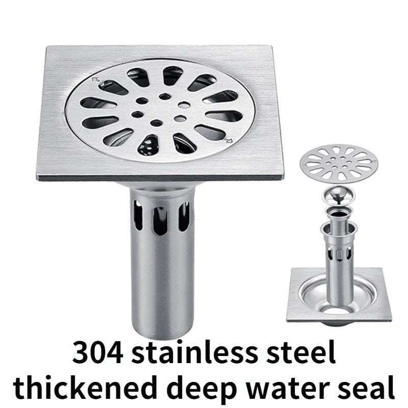 Shower Drain Thick Stainless Steel Floor Drain Ordinary Bathroom Toilet Kitchen Balcony Dedicated To prevent odor BaIDaiMoDeng