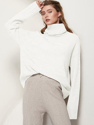 Aachoae Autumn Winter Women Knitted Turtleneck Wool Sweaters 2022 Casual Basic Pullover Jumper Batwing Long Sleeve Loose Tops