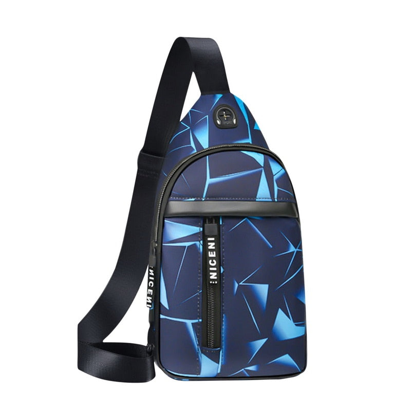 Travel Men&#39;s Crossbody Bags USB Chest Bag Designer Messenger Bag Leather Shoulder Bags Diagonal Package New Back Pack