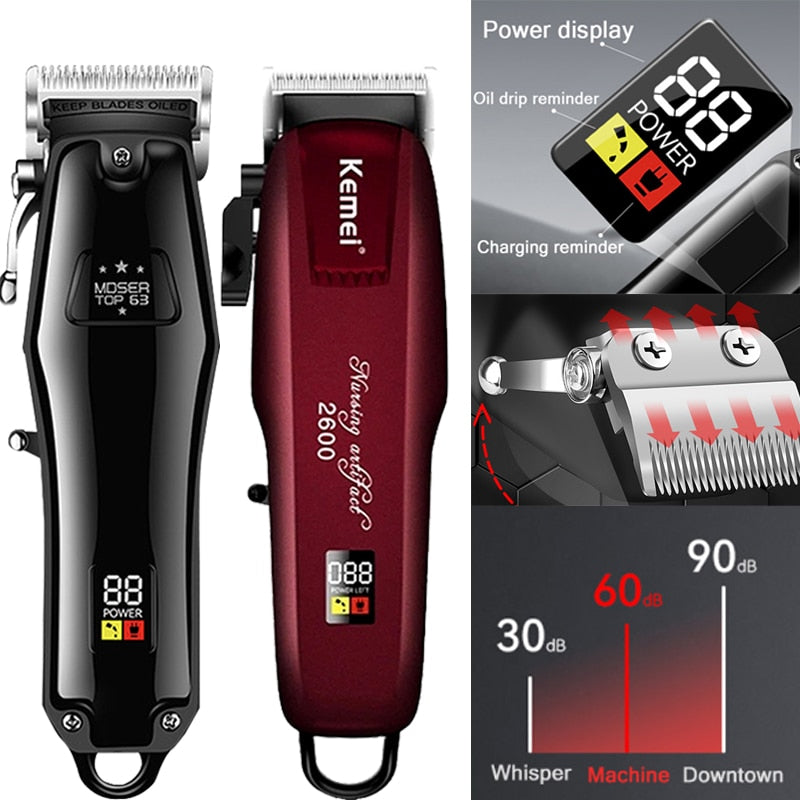 Kemei Electric Hair Clipper Hair Cutting maching Wireless Trimmer Men Professional clipper machine rechargeable hair cut barber