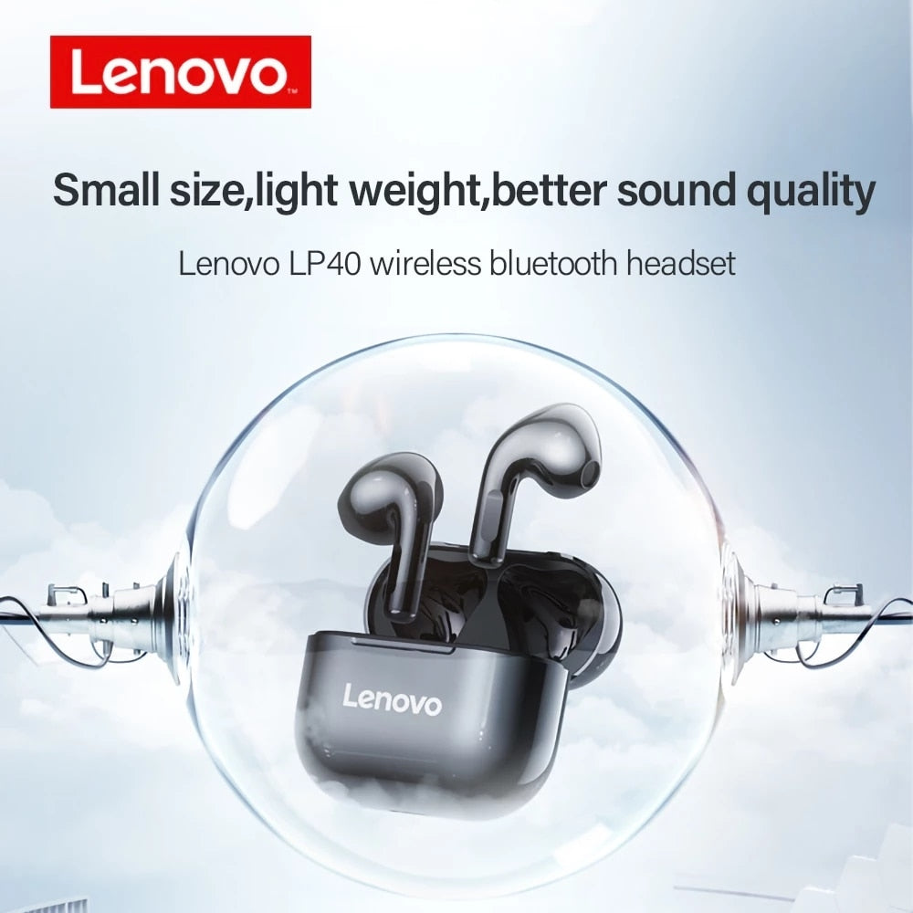 Original Lenovo lp40 Bluetooth Earphone 5.0 Immersive Sound HIFI TWS With Microphone Touch Control For Long Standby Time Motion