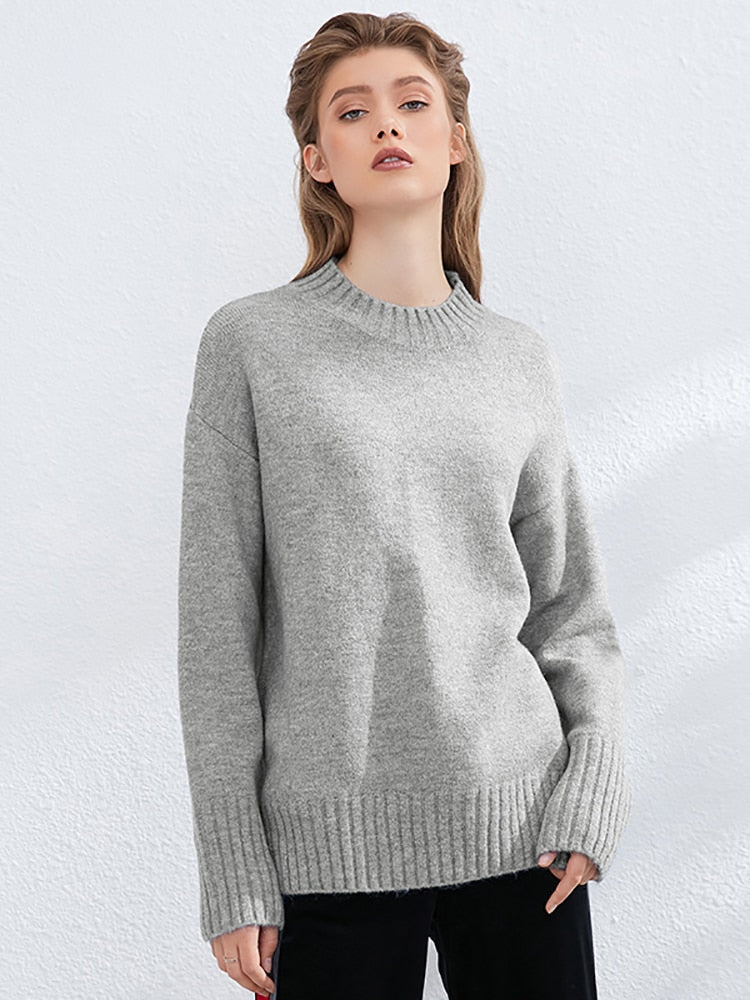Aachoae Autumn Winter Women Knitted Turtleneck Wool Sweaters 2022 Casual Basic Pullover Jumper Batwing Long Sleeve Loose Tops