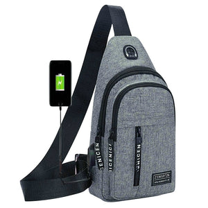 Travel Men&#39;s Crossbody Bags USB Chest Bag Designer Messenger Bag Leather Shoulder Bags Diagonal Package New Back Pack