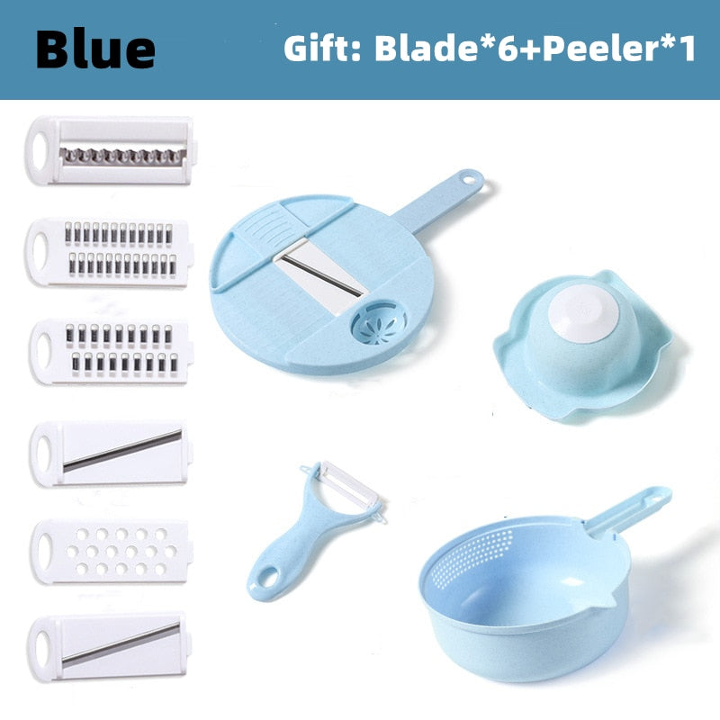 12 In 1 Multi-Function Vegetable Chopper Carrots Potatoes Manually Cut Shred Slicer Radish Grater Kitchen Tools Vegetable Cutter