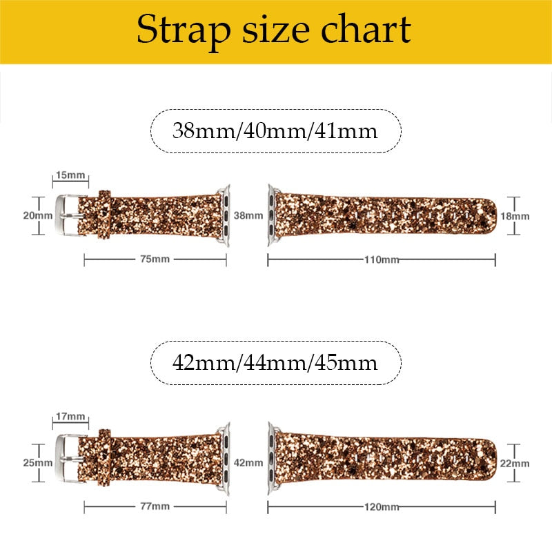 Leather Strap for Apple Watch Band Ultra 49mm 38mm 40mm Women 42mm 44mm 41mm 45mm Glitter Bracelet i Watch Series 7 8 6 5 4 3 2