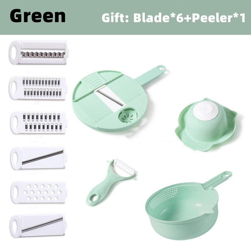 12 In 1 Multi-Function Vegetable Chopper Carrots Potatoes Manually Cut Shred Slicer Radish Grater Kitchen Tools Vegetable Cutter