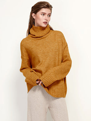 Aachoae Autumn Winter Women Knitted Turtleneck Wool Sweaters 2022 Casual Basic Pullover Jumper Batwing Long Sleeve Loose Tops