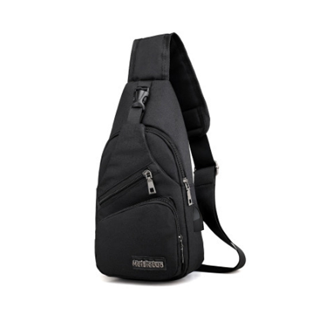 Travel Men&#39;s Crossbody Bags USB Chest Bag Designer Messenger Bag Leather Shoulder Bags Diagonal Package New Back Pack