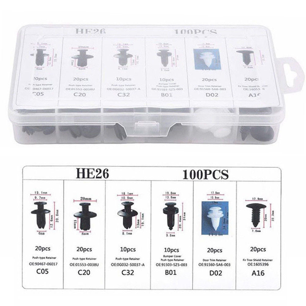 50/100pcs Mixed Auto Fastener Clip Car Body Push Retainer Pin Rivet Bumper Door Trim Panel Retainer Fastener Kit Car Accessories