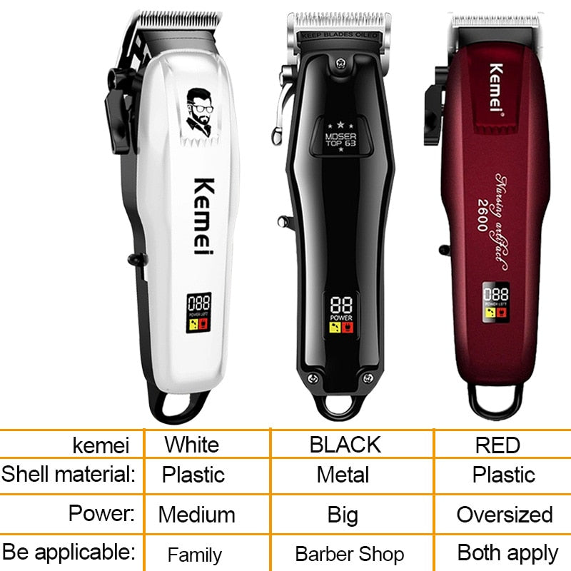 Kemei Electric Hair Clipper Hair Cutting maching Wireless Trimmer Men Professional clipper machine rechargeable hair cut barber
