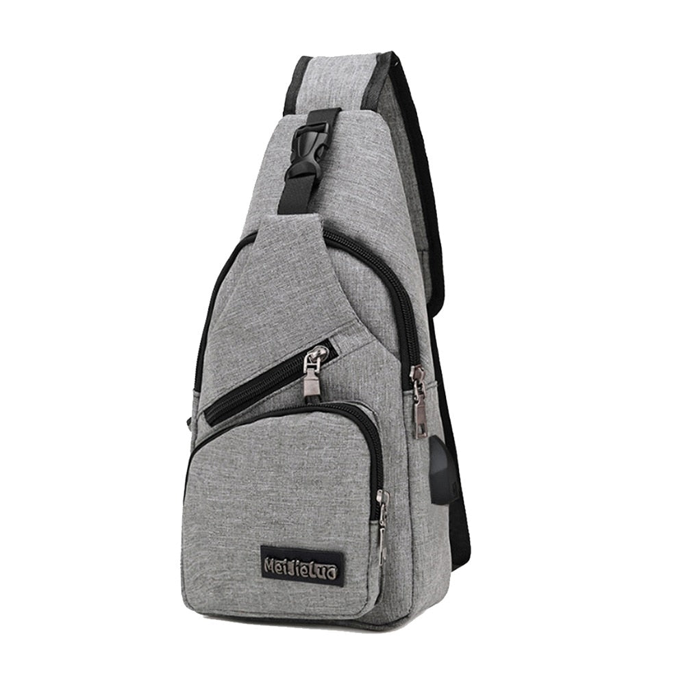 Travel Men&#39;s Crossbody Bags USB Chest Bag Designer Messenger Bag Leather Shoulder Bags Diagonal Package New Back Pack