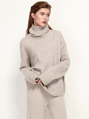 Aachoae Autumn Winter Women Knitted Turtleneck Wool Sweaters 2022 Casual Basic Pullover Jumper Batwing Long Sleeve Loose Tops