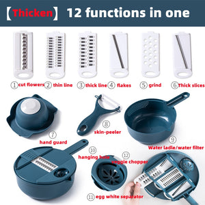 12 In 1 Multi-Function Vegetable Chopper Carrots Potatoes Manually Cut Shred Slicer Radish Grater Kitchen Tools Vegetable Cutter