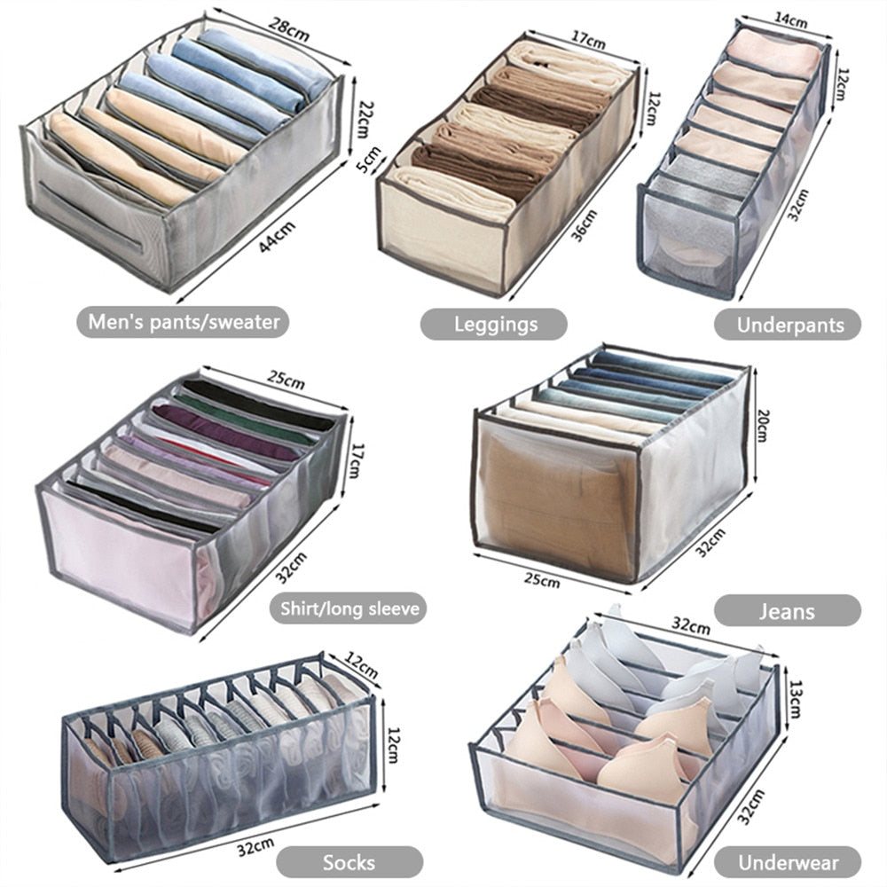 Clothes Organizer Jeans Storage Box Organizer Box Wardrobe Clothes Storage Box with Compartments Socks Underwears Bras Storage