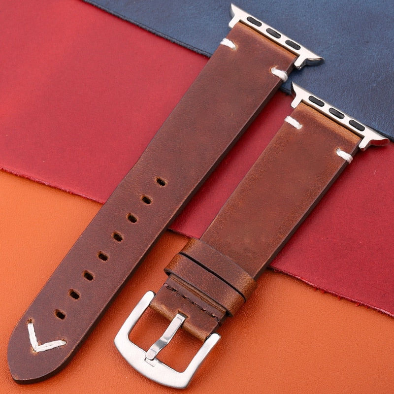Genuine Leather Strap For Apple Watch Band Serie 7 6 5 4 Se Bracelet 44mm 45mm 40mm 41mm 42mm 38mm Women Men Iwatch Watchband