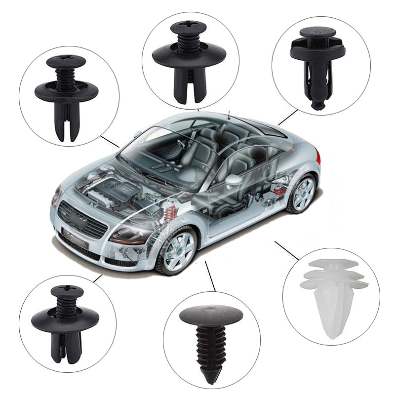 50/100pcs Mixed Auto Fastener Clip Car Body Push Retainer Pin Rivet Bumper Door Trim Panel Retainer Fastener Kit Car Accessories