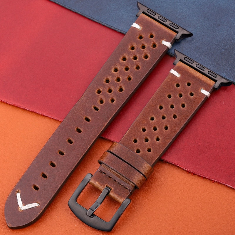 Genuine Leather Strap For Apple Watch Band Serie 7 6 5 4 Se Bracelet 44mm 45mm 40mm 41mm 42mm 38mm Women Men Iwatch Watchband