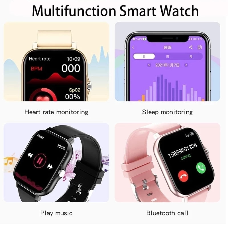 2022 New Smart Watch Men Full Touch Screen Sport Fitness Watch IP67 Waterproof Bluetooth call For Android ios smartwatch Men+Box