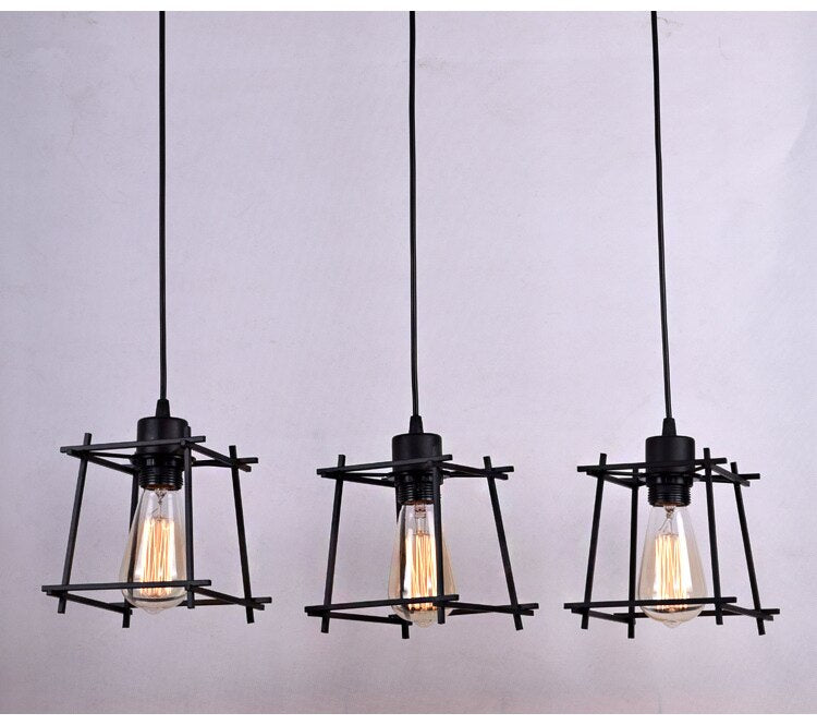 Black Vintage pendant lights Industrial Retro Pendant Lamp Edison Light E27/E26 Holder Iron Restaurant Bar Counter Cage Lamp