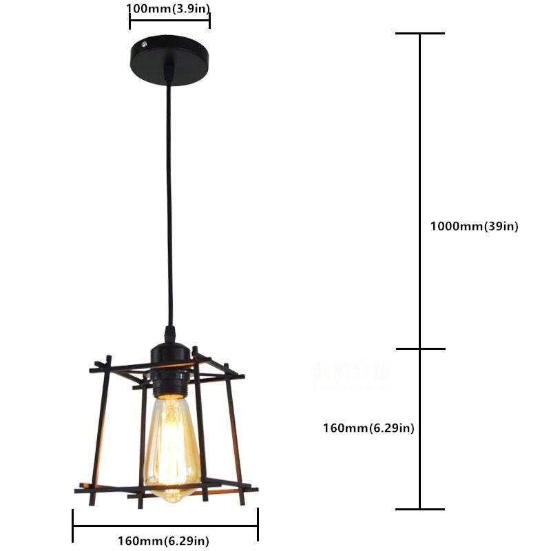 Black Vintage pendant lights Industrial Retro Pendant Lamp Edison Light E27/E26 Holder Iron Restaurant Bar Counter Cage Lamp