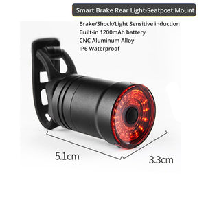 TRLIFE 1200mAh Bicycle Smart Taillight Auto Brake Sensing IPx6 Waterproof USB Charge cycling Rear light LED Bike Accessories